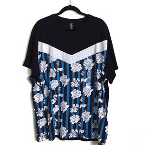 I.N.C Men's T-Shirt Size 3XL Black/White Floral Print 100% Cotton